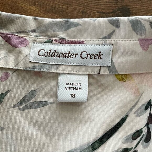 Coldwater Creek Womens Blouse Plus Sz 18 Purple Floral Cotton Button Up Shirt - Picture 7 of 7